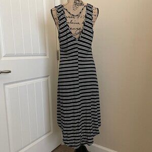 White Striped High Low Dress __y
